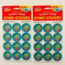 TREND Scratch n Sniff RETRO STINKY STICKERS : MINT ICE CREAM 2pk