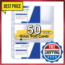 9 Pocket Trading Card Sleeves 50 Pack Holds 900 Cards 3 Ring Binder Pages