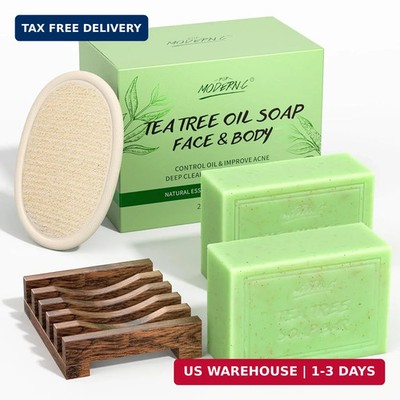 Tea Tree Oil Soap Bar for Face & Body Wash All Natural Organic Bath Soaps Acne H