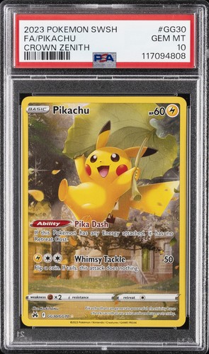 2023 POKEMON SWORD & SHIELD CROWN ZENITH #GG30 FULL ART/PIKACHU PSA 10