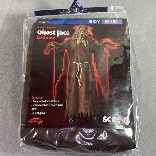 Youth M (8) Ghostface Scarecrow Burlap Mask Scream 4 Halloween Costume - 第 1/11 張圖片