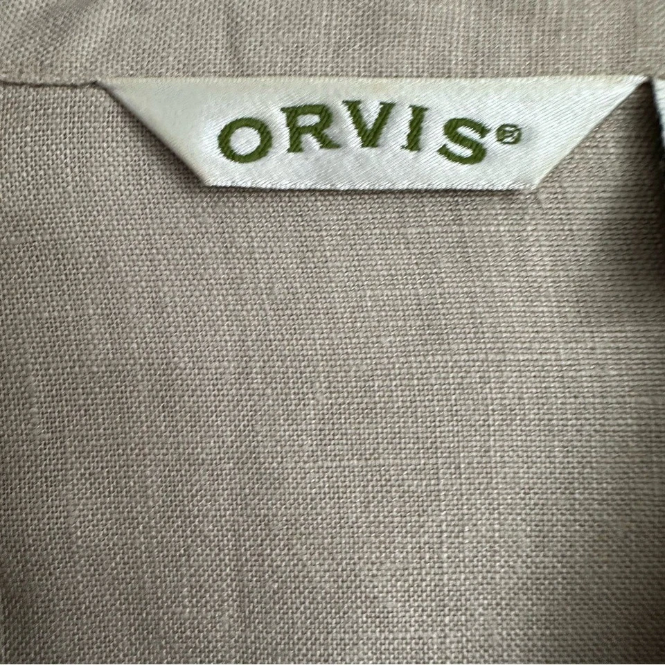 Orvis | Chaqueta para mujer beige de lino con botones talla XL 18/20 USADA EN EXCELENTE ESTADO Travel Coastal Foto 4 de 4