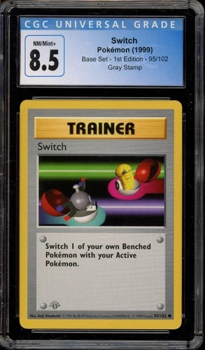 Pokemon Switch Base Set Shadowless 1st Edition 95/102 Gray Stamp CGC 8.5