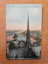 Carte postale Paris - La Flèche de Notre-Dame et vue sur la Seine (1916)