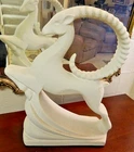 Vintage MCM Royal Haeger Pottery Leaping Gazelle Rare Blue Art Deco 19" Tall
