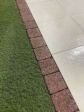 Garden Edging border copper bricks porcelain tiles granite concrete lawn grass