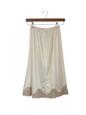 Vintage Vanity Fair Small Nylon Cream/Ivory Half Slip Lace Trim Hem Made In USA