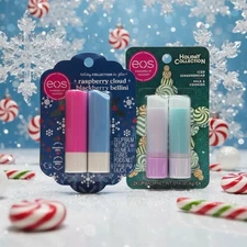 Eos Holiday Lip Balm DUO Raspberry Cloud Bellini & Iced Gingerbread Milk $14 RT
