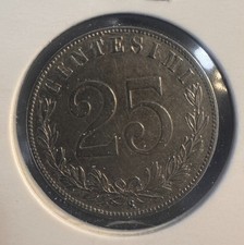 ITALIA REGNO 25 CENTESIMI 1902 LIRA ITALIANA RE VITTORIO EMANUELE SIGILLATA BB+