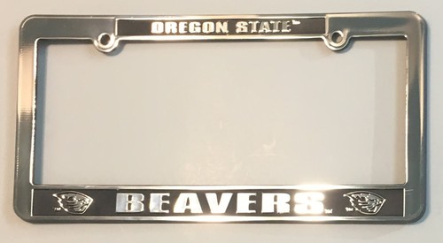 OREGON STATE BEAVERS CAR TRUCK TAG FRAME SILVER BLACK LICENSE PLATE UNIVERSITY - Picture 2 of 5