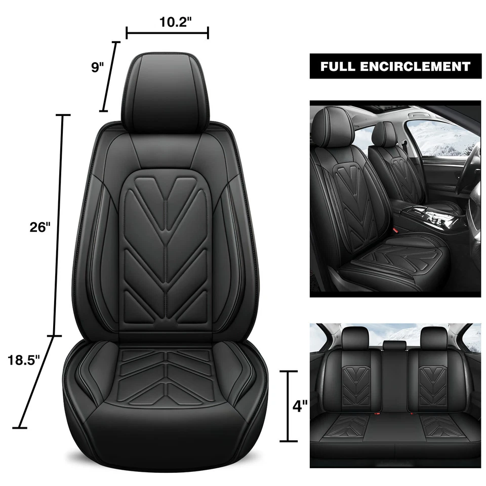 For Nissan Altima Sentra Rogue Leather Car Seat Covers Front Rear Protectors - Imagem 2 de 4