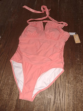 New Size 16 Kona Sol Pink Peach Tummy Control One Piece Swimsuit Bathing Suit