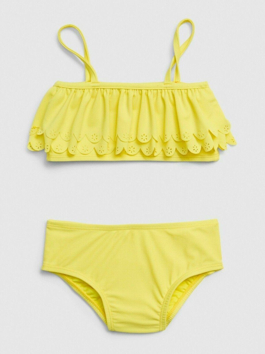 Skin Tone Pale Yellow Swimsuit Baby Gap Yellow Scallop Ruffle Two