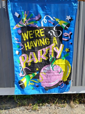 Teacher Classroom Yard Flag Banner - We're Having A Party
