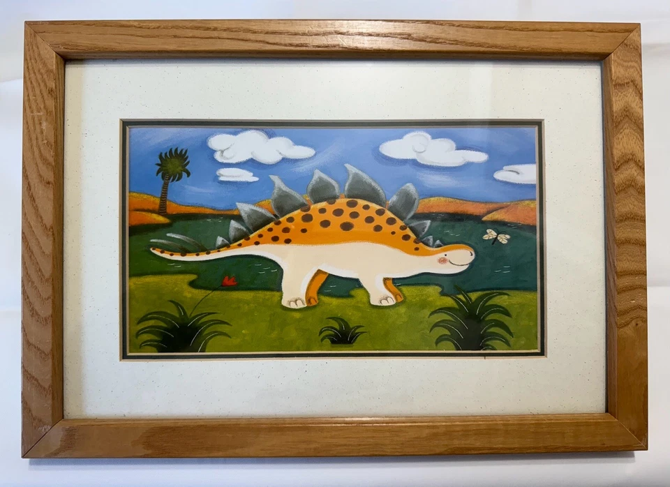 Impressões artísticas emolduradas de dinossauro 2003 por Sofi Harding berçário ou arte de parede infantil - Imagem 3 de 4