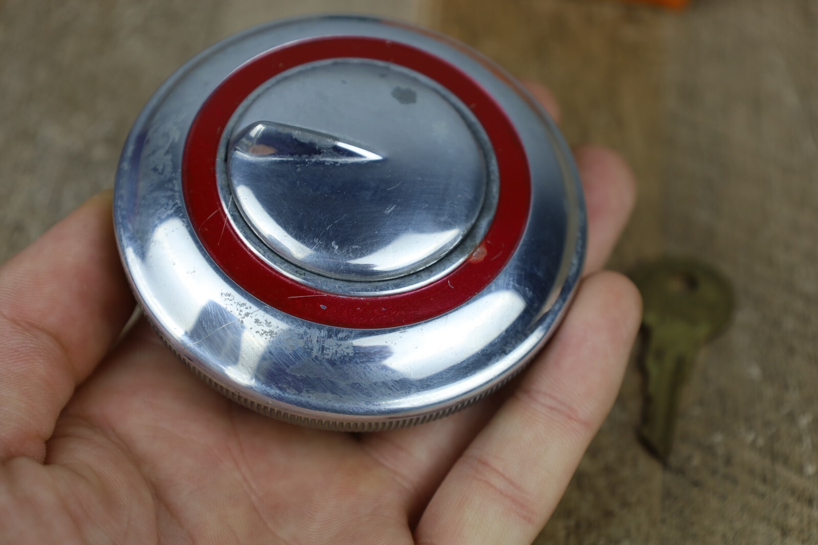 Vintage NOS 1920s1950s Stant DualLoc Chrome Locking Fuel Gas Cap Size