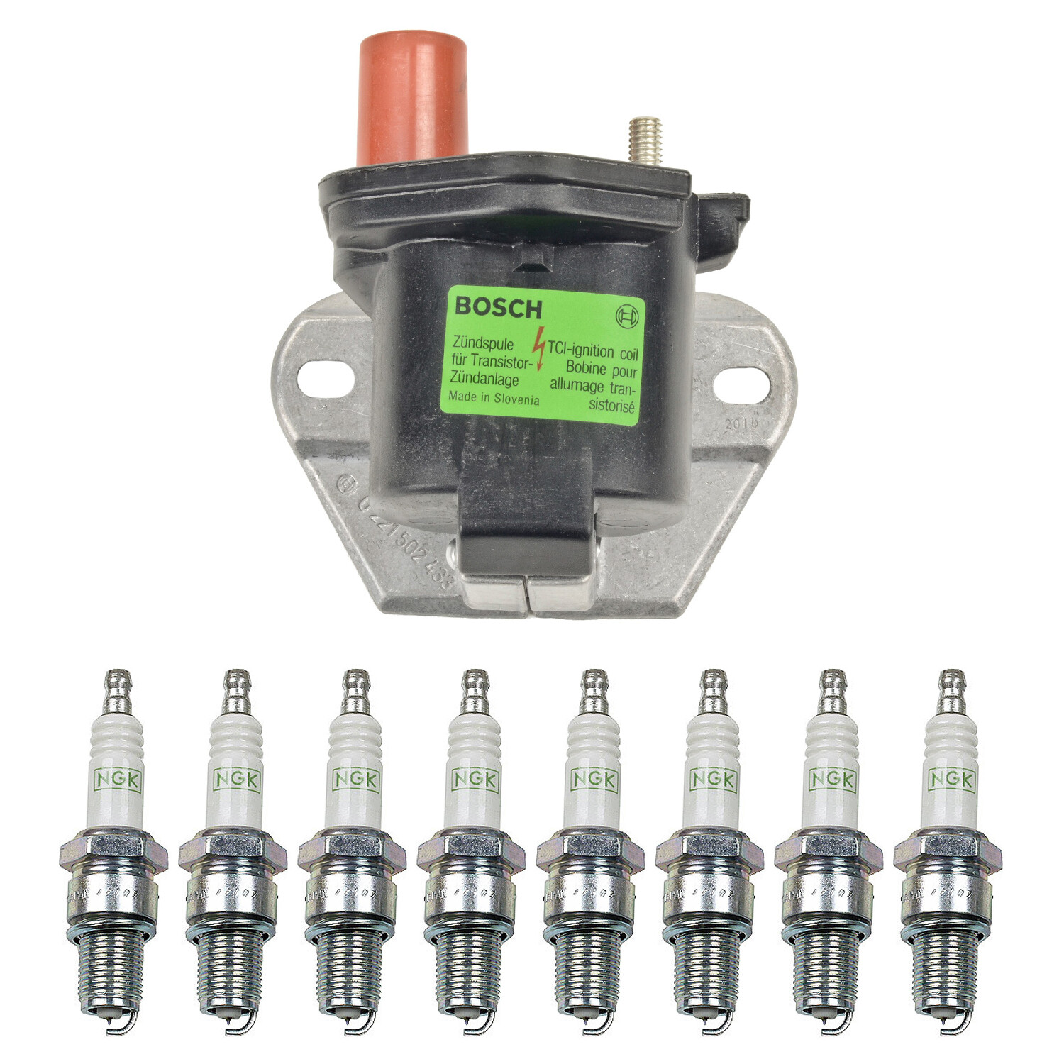 Bosch Ignition Coil NGK 8 G-Power Spark Plug Kit For 560SEC Range Rovger TR8 V8