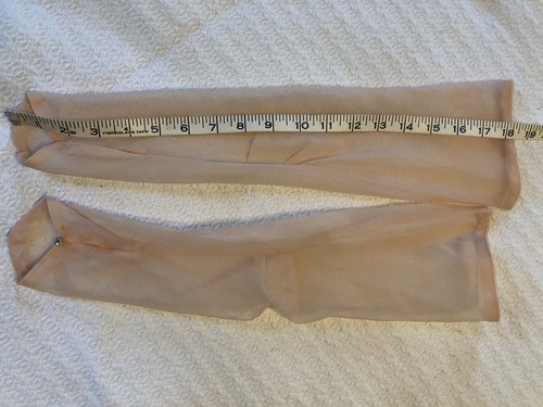Rare Vintage 40s Sheer Pink Mesh Gown & Gloves Ruffles Nude Tulle Coquette Glam - Picture 10 of 12