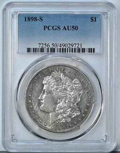 1898 S MORGAN PCGS AU50 Graded Silver Dollar AU 50 San Francisco Coin 7256