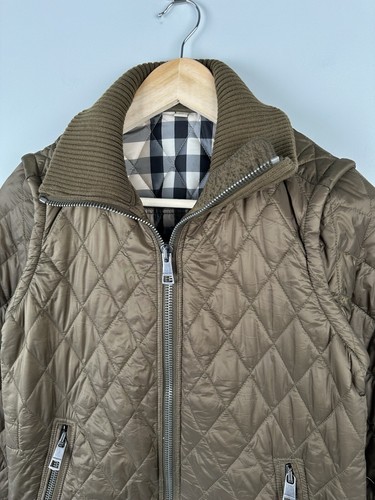 BURBERRY BRIT Quilted Jacket & Vest Full Zip Check Nova Khaki Women's Size XS - Picture 4 of 15