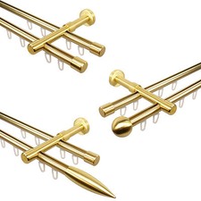 Gardinenstangen Vorhangstangen mit Innenlauf 2-läufig Messing Optik 16 mm