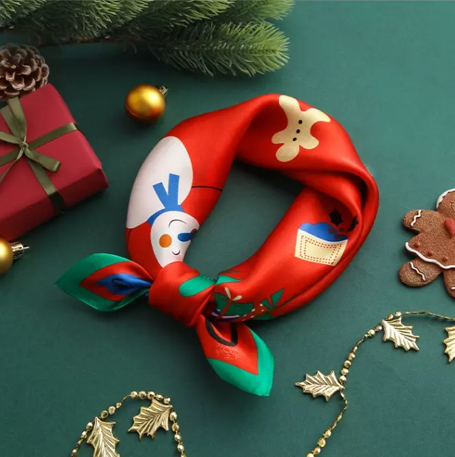 Ladies silk christmas scarves clearance
