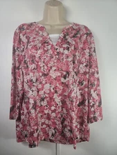 Breckenridge Women's Sz XL floral Knit Top Blouse Stretch Casual
