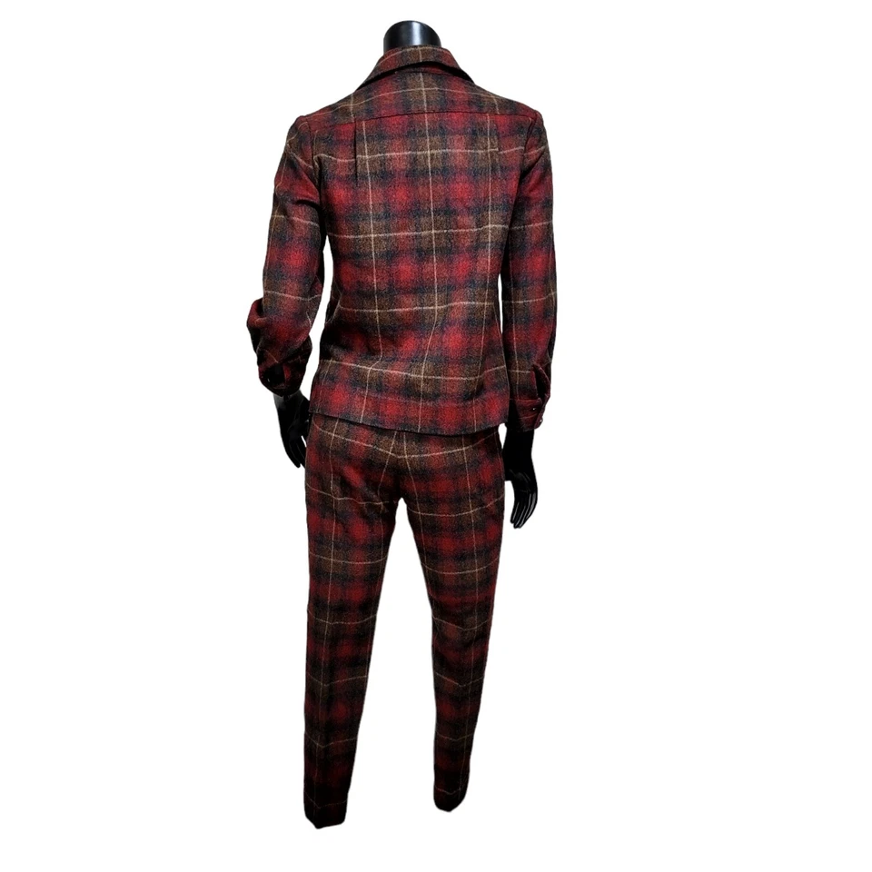 Vintage 60s Handmade Wool Blend Plaid Jacket & Peddle Pusher Pants Outfit Set - Image 3 of 4