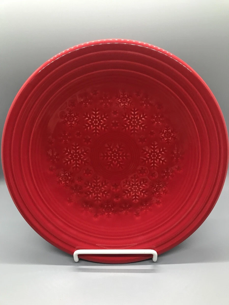 Fiesta Embossed Snowflake Luncheon Plate in Scarlet Fiestaware Red Lunch Snow