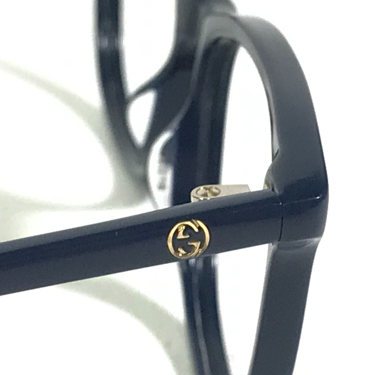 Gucci Eyeglasses Frames GG0549O 003 Navy Blue Gold Logos Cat