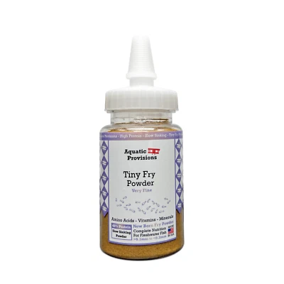 AQUATIC PROVISIONS Tiny Fry Powder, Very Fine 0.1mm-0.2mm, Slow Sinking Fry Fish Food Made in USA