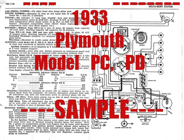 1933 Plymouth New Six Model PC, Standard PD Car Wiring ...