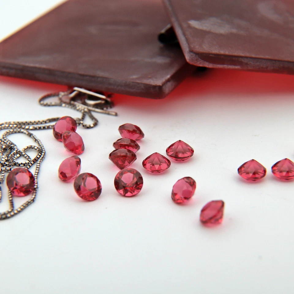 Rough Dark Ruby Nano Crystal Gem Heat Resistant Artificial Faceting Stone (RD) - Image 2 of 4