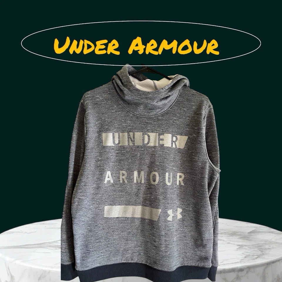 Moletom feminino Under Armour ColdGear com capuz cinza lã 1321142 tamanho “XL” - Imagem 2 de 4