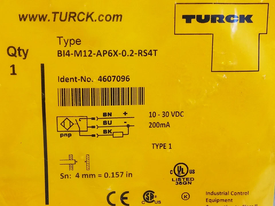 Turck BI4-M12-AP6X-0.2-RS4T 4607096 Inductive Proximity Sensor - Image 2 of 3