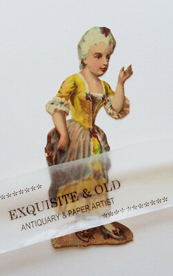 um 1900 Frau Mädchen Mode Perücke Barock Glanzbild Prägedruck Oblate Ephemera