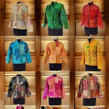 Indian Patchwork Kantha Jacket, Soft Silk Kantha Jacket, Cotton Bath Robe Kimono