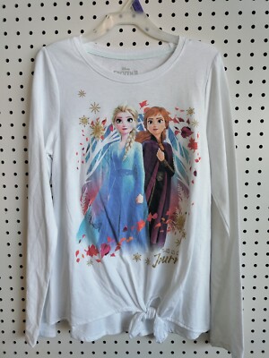 Disney Frozen II Girls Long Sleeve T-Shirt Elsa Anna Size XL 14-16 Side Tie 