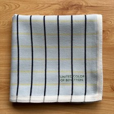 VINTAGE HANDKERCHIEF MEN'S ART BLUE STRIPED LINE COTTON POCKET SQUARE 19" A-0633