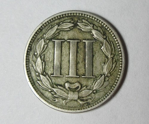 1865 Three Cent Nickel -VF- (#512c) - Picture 2 of 2
