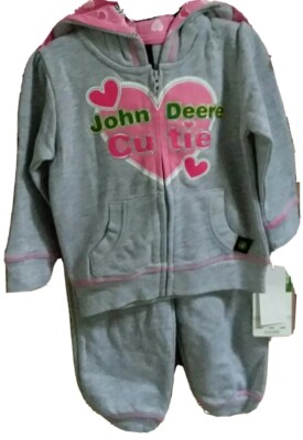 John Deere girls 3-piece set piece t-shirt, pants w/zip up