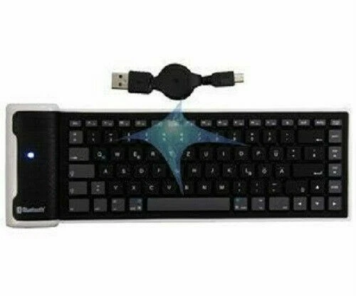 Aufrollbare Bluetooth QWERTZ Tastatur DE Wireless Keyboard Apple iPad 2 3 4 mini