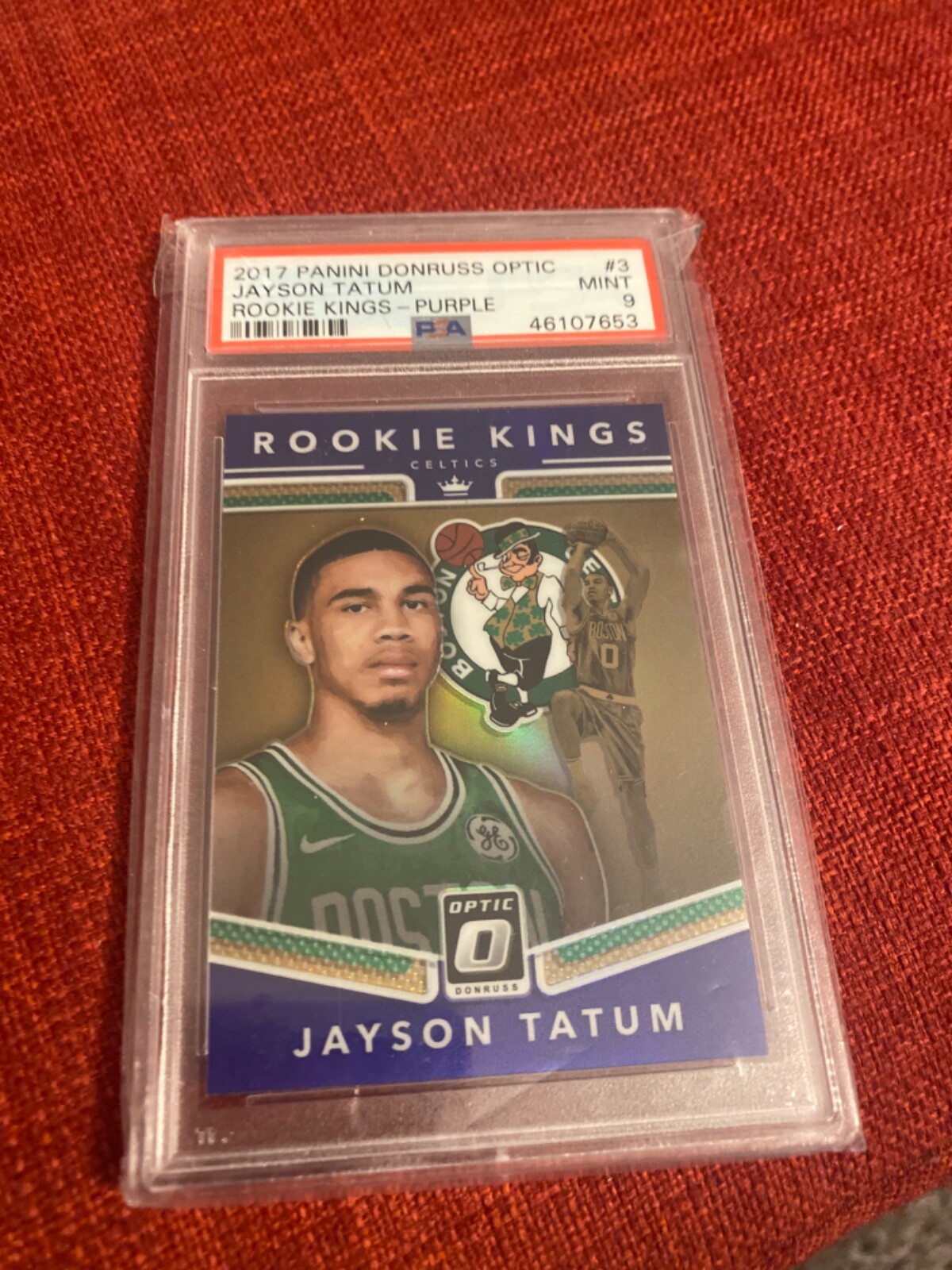 Jayson Tatum 2017 optic rookie kings purple psa mint 9