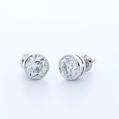 Ohrstecker 14K Gold klassische Zargenfassung 3,25 Karat rund natürlicher Diamant F VS2