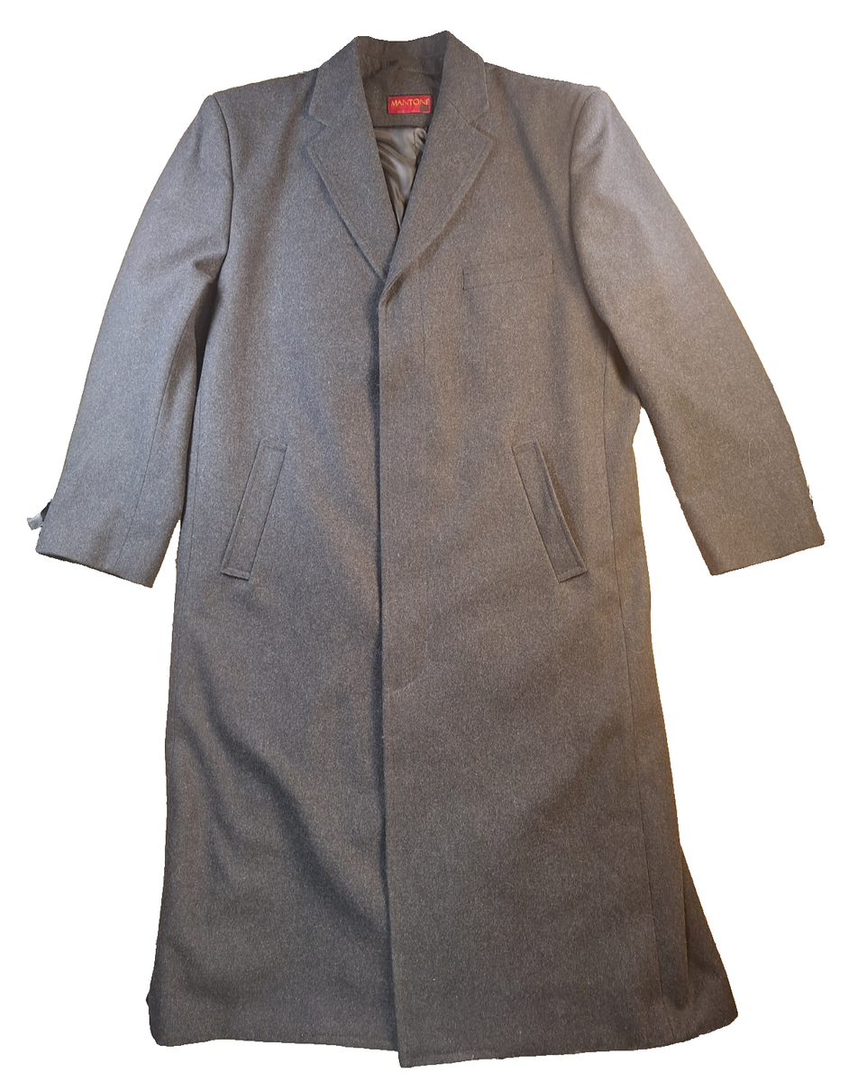 Mantoni Italy Mens Sz 54 Wool Blend Overcoat Top Coat Charcoal