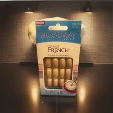 Broadway Nails French Medium Artificial Nail Tips White Clear Glue 24 Pack