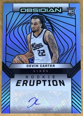 2024-25 Devin Carter Obsidian Blue RC /30 Rookie Eruption Auto Electric Etch RC