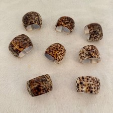 Unbranded Cowrie Shell Napkin Rings Brown Excellent Set of 8 Coastal Nautical