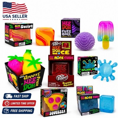 NeeDoh Sensory Stress Relief Toy Set Nice Cube Fuzz Ball Squishy Fidget Toys USA