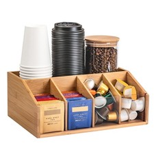 HUCINIUN Bamboo Coffee Station Organizer for Countertop, Bar clear